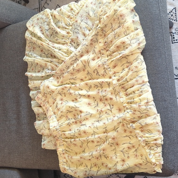 Yellow Floral Chiffon Style Maxi Skirt - Picture 2 of 2